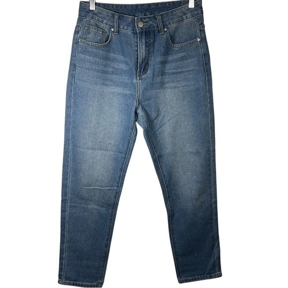 ROMWE Embroidered Jeans High Rise Mom Jeans Denim Pants Size Medium - Picture 1 of 12
